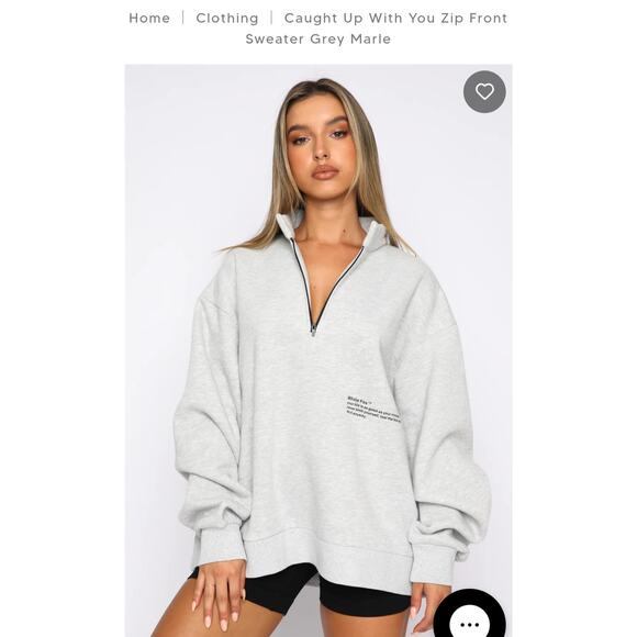 White Fox Caught Up with You Zip Front Words Grey L/XL * S1 - Picture 6 of 6